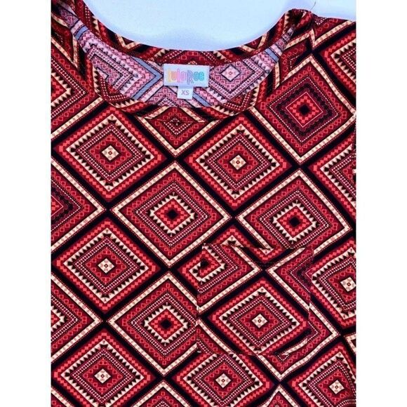 LuLaRoe Carly Dress Swing Red Black Geometric XS - Picture 3 of 6